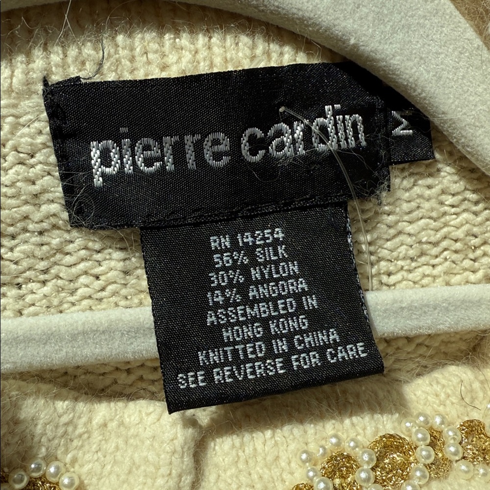 Pierre Cardin Silk And Angora Blend Embroidered Cream‎ Cardigan - Picture 14 of 17